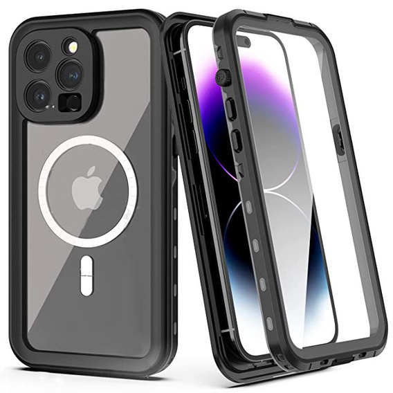 Waterproof case for iPhone 14 Pro, Redpepper, for MagSafe, black