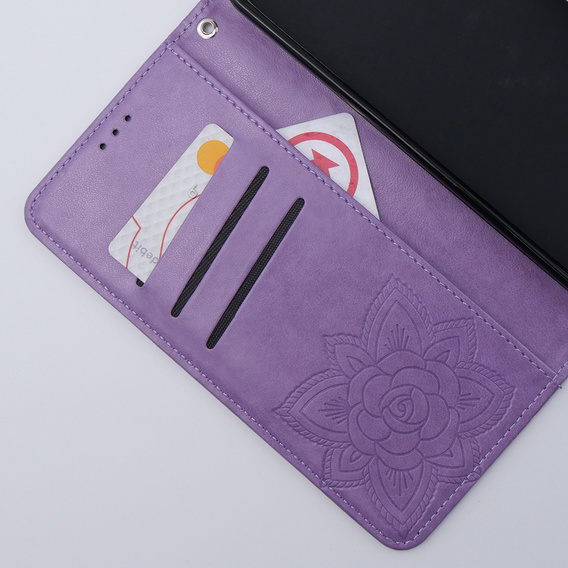 Flip case for Motorola Moto G54 5G, Butterfly, purple