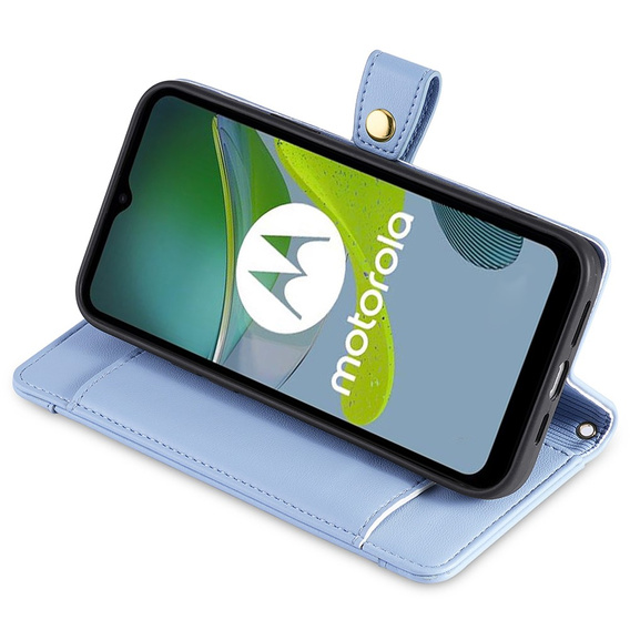 Flip case for Motorola Edge 40 Neo, Wallet Zipper Pocket, blue