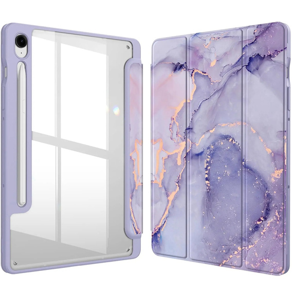 Case for Samsung Galaxy Tab S10 Lite / S10 FE / S9 FE, Smartcase Hybrid, with stylus space, Marble purple