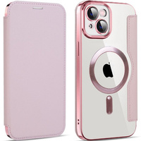 Flip case for iPhone 14, RFID Wallet MagSafe CamShield, pink