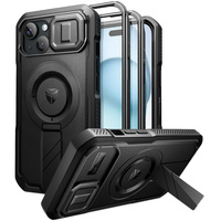 Armored case for iPhone 15, Dexnor CamProtect MagSafe, black (Two frames)