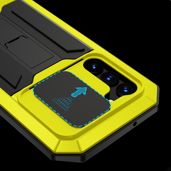 Armored case for Samsung Galaxy S23 Plus, R-JUST CamShield Slide, yellow