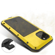 Love Mei Case for iPhone 11, armored with glass, yellow / black