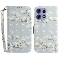 Flip case for Motorola Edge 50 Pro 5G, Wallet, Magnolia Flowers grey