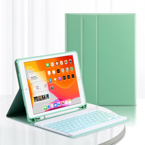 Case + keyboard iPad 10.2 7/8/9 gen 2019/2020/2021, Keyboard Cover Pen Slot, green