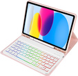 Case with illuminated bluetooth keyboard for iPad 10.9 2022 (10 gen.), pink