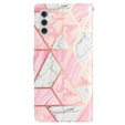 Flip case for Samsung Galaxy A25 5G, Wallet Marble, pink + 9H glass