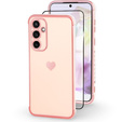 Case for Samsung Galaxy A35 5G, Electro heart, pink rose gold + Full Glue Ceramic Glass