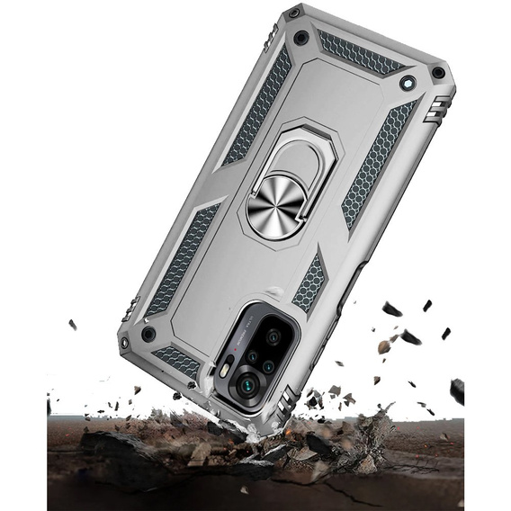 Armor Case for Xiaomi Redmi Note 10/10S, Nox Case Ring, silver