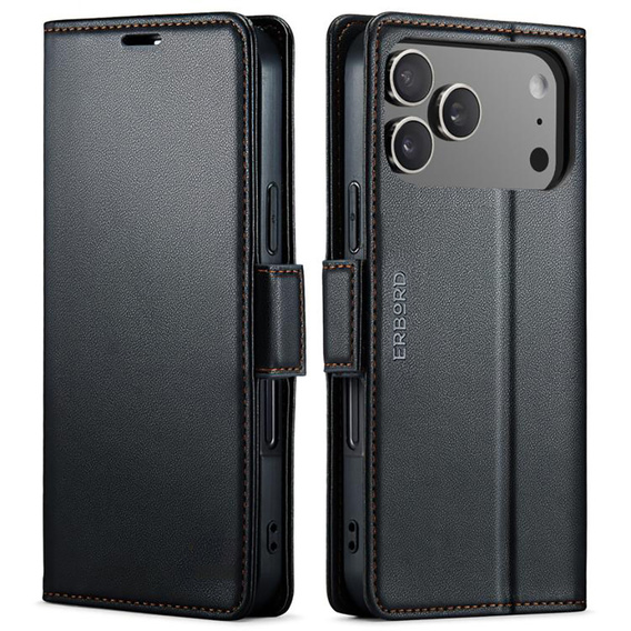 Glossy Litchi wallet case for iPhone 17 Pro Max