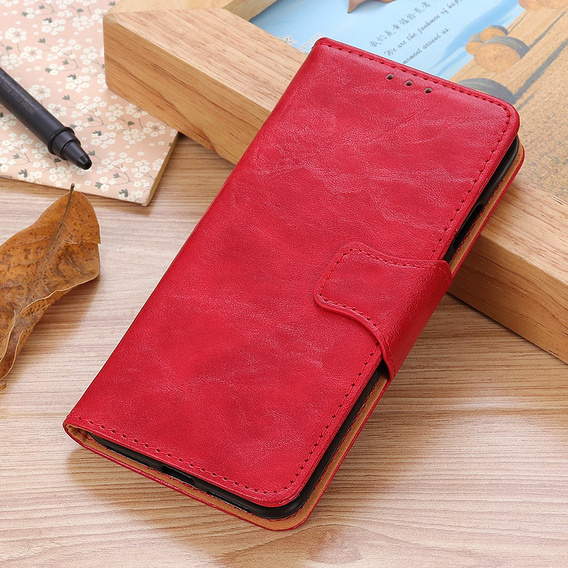 Flip case for Samsung Galaxy S25 Edge, Crazy Horse Wallet, red