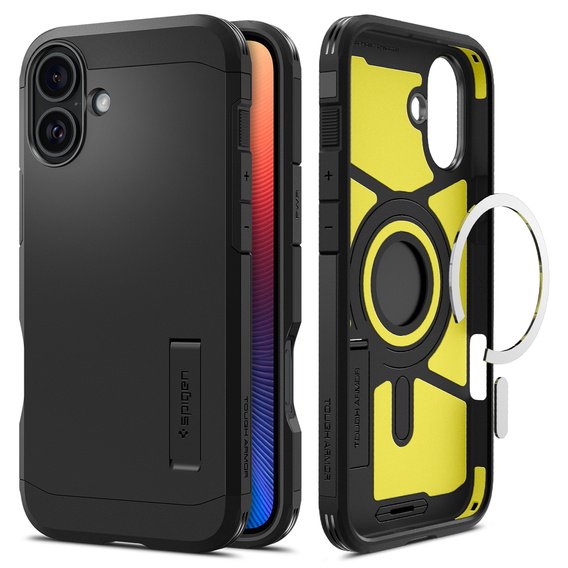 Spigen case for iPhone 16 Plus, Tough Armor Mag MagSafe, black + 9H Tempered Glass