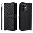 Crossbody Leather Wallet flip case for Oppo Reno 13F 5G, black