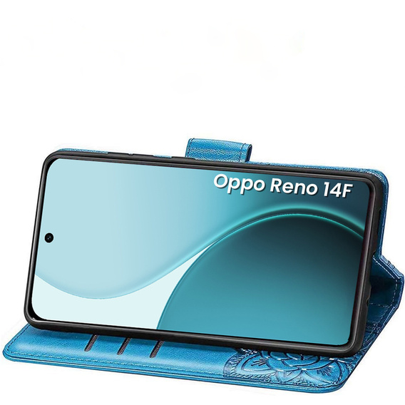 Flap case for Oppo Reno 14F, wallet, Butterfly, blue