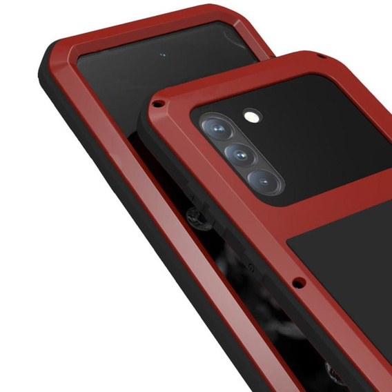 Love Mei Case for Samsung Galaxy S21 FE, armored with glass, red