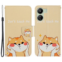 Flip case for Xiaomi Redmi 13C / Poco C65, Wallet, Akita Dog, cream