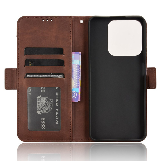 Flip case for Realme C61, Card Slot, brown