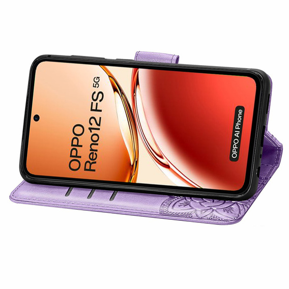 Flip case for Oppo Reno 12FS / 12F, Butterfly, purple