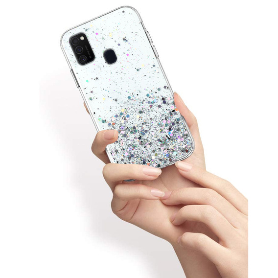 Case for Samsung Galaxy M21, Glittery, transparent