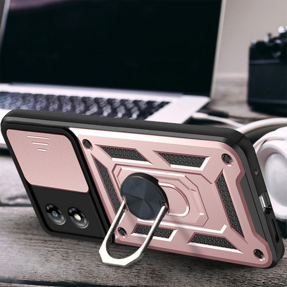 Case for Motorola Moto E13, CamShield Slide, pink rose gold