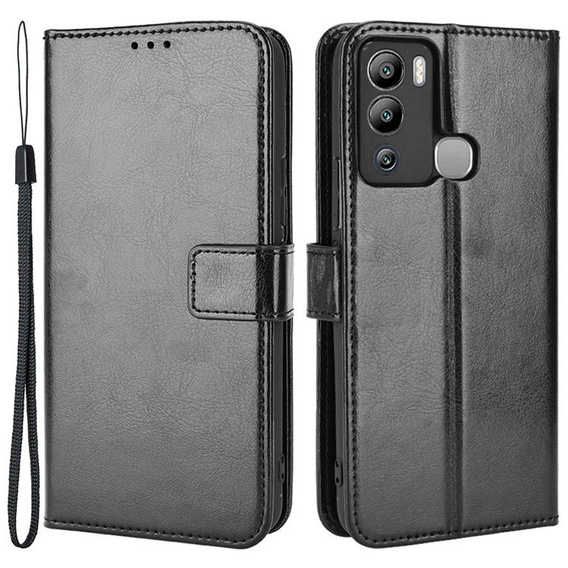 Flip case for Infinix Hot 12i 4G, Crazy Horse Wallet, black