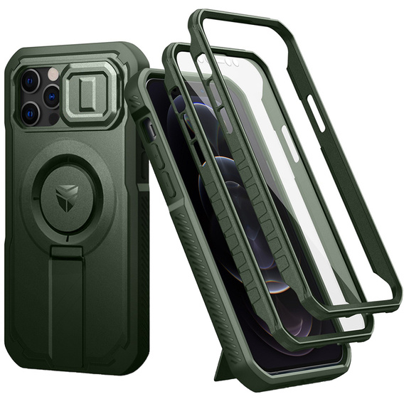 Armored case for iPhone 12 / iPhone 12 Pro, Dexnor CamProtect MagSafe, green (Two frames)