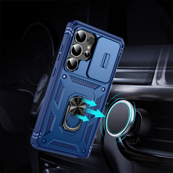 Case for Samsung Galaxy S25 Ultra, KickStand Camera Lens, blue