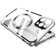 Magnetic Dual Glass MagSafe case for iPhone 16 Pro Max, silver