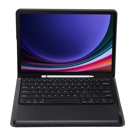 Case + keyboard Samsung Galaxy Tab S9+, Leather Pen Slot, black
