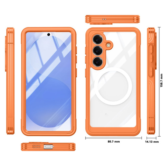 Shockproof case with glass, for MagSafe for Samsung Galaxy S26 Plus, orange