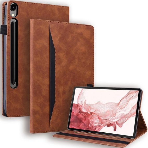Case for Samsung Galaxy Tab S10 FE+ Plus, Classic, with space for stylus, brown