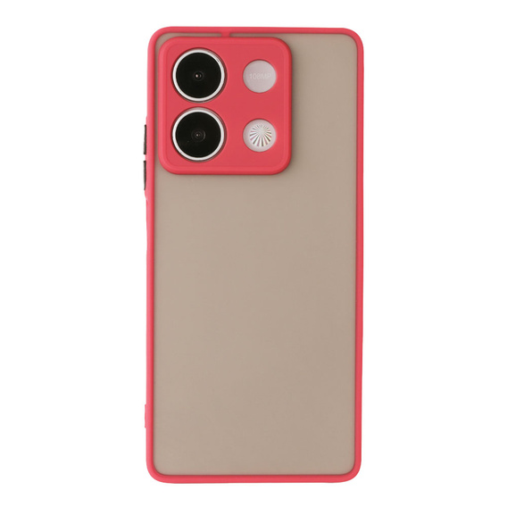 Silicone case for Xiaomi Redmi Note 13 5G, with camera protection, transparent / red + Tempered Glass 9H