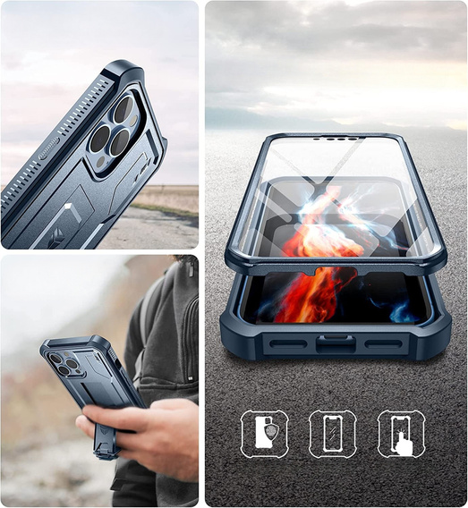 Armored case for iPhone 13 Pro Max, Dexnor Full Body, dark blue