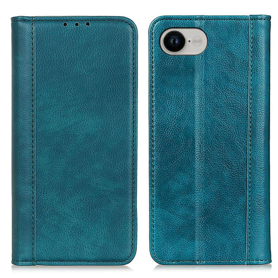 Case for Iphone 16E, Wallet Litchi Leather, blue
