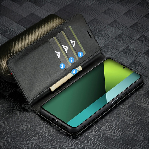 Flap case for Xiaomi Redmi Note 13 Pro 5G, Carbon LC.IMEEKE, black