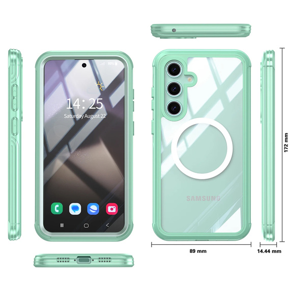 Case for Samsung Galaxy S24 FE, Shockproof, with glass, for MagSafe, green