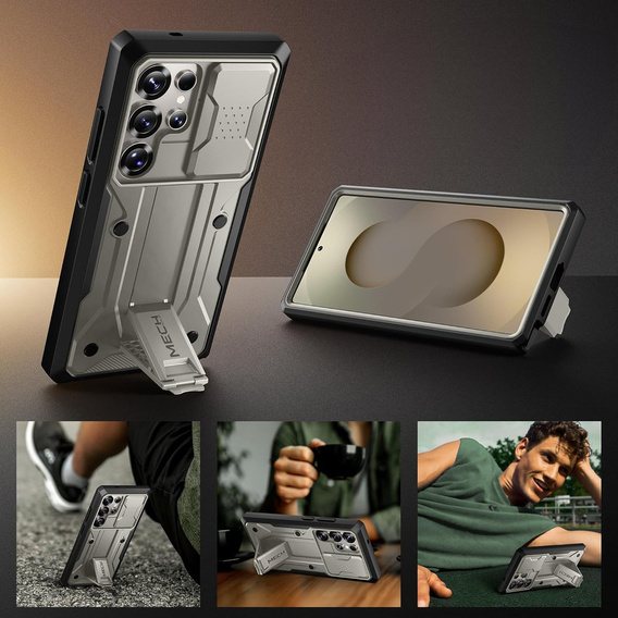 Rugged Case for Samsung Galaxy S25 Ultra – Tongate MECH Series Belt Clip, TiGray