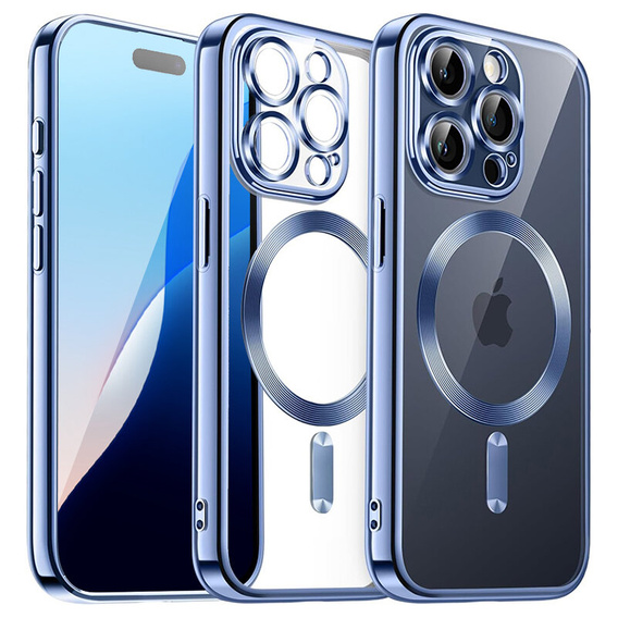 Case for iPhone 16 Pro, Electro MagSafe, blue + Screen Glass