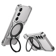 Case for Samsung Galaxy S25, Kickstand Bumper, with lens cover, for MagSafe, silver