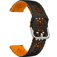 Universal 20mm Soft Hollowed-out Silicone Strap, black/orange