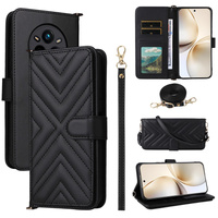 Crossbody Leather Wallet flip case for Realme 14 Pro+ 5G, Black