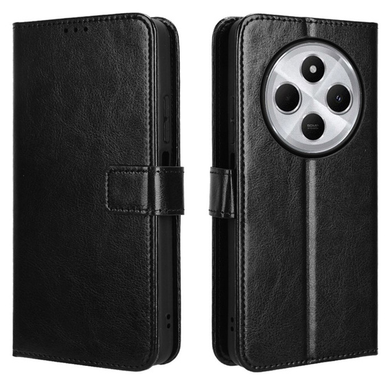 Flip case for Xiaomi Redmi 14C / Xiaomi Poco C75, Crazy Horse Wallet, black