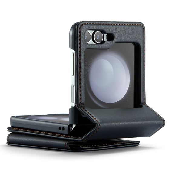 CASEME flip case for Samsung Galaxy Z Flip5 5G, Litchi Wallet, black