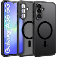 Case for Samsung Galaxy A36, for MagSafe, ERBORD Matt Case, black + Screen Glass