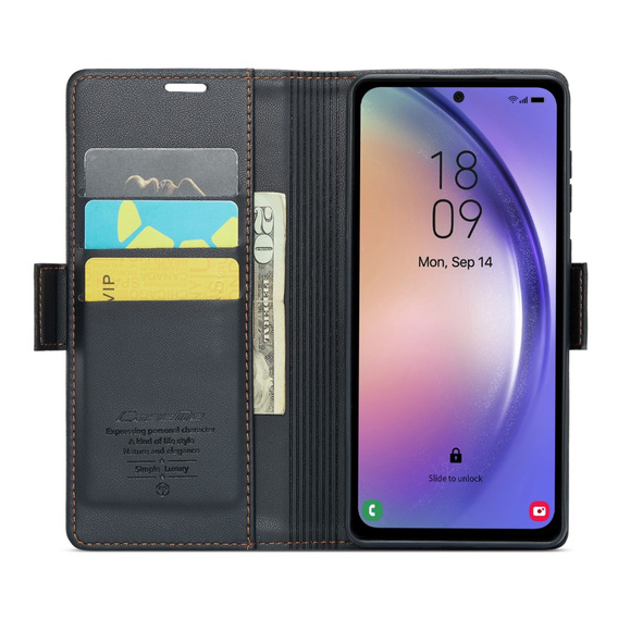 CASEME flip case for Samsung Galaxy A54 5G, Litchi Wallet, black