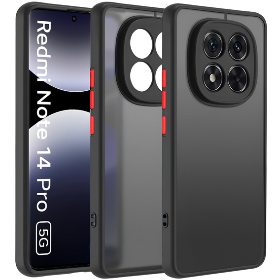 Silicone case for Xiaomi Redmi Note 14 Pro 5G /  Poco X7 5G, with camera protection, transparent / black + 9H tempered glass