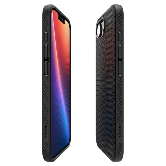 Spigen case for iPhone 16E, Liquid Air, black + 9H Tempered Glass