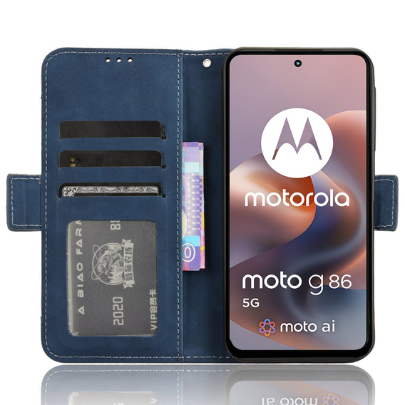Flip case for Motorola Moto G86 5G, Card Slot, dark blue