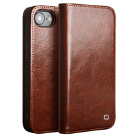 Flip case for Iphone 16E, QIALINO Leather Wallet, brown